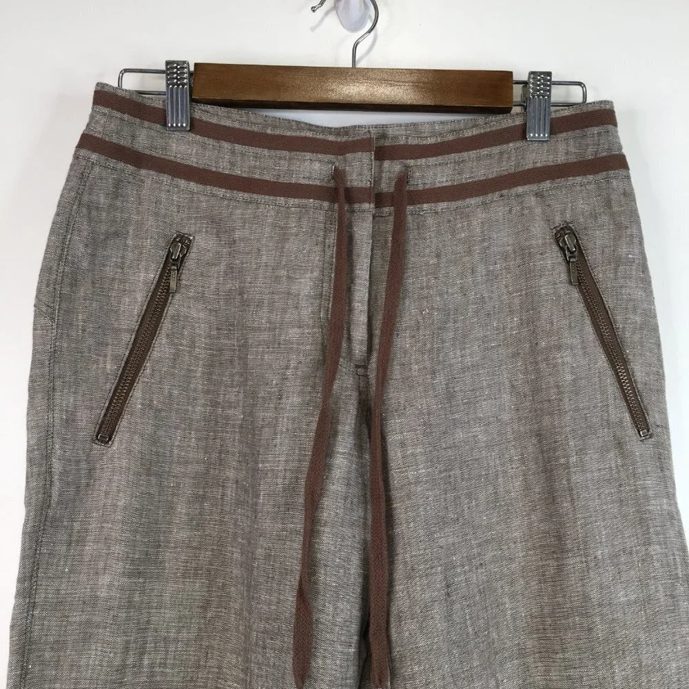 H & M Zippered Pockets Wide Leg Linen Pants Size 6